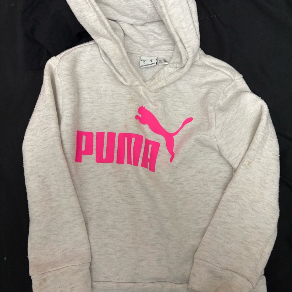 Puma Off-White Hoodie with Pink Accents